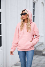 Load image into Gallery viewer, Pink Waffle Knit Hoodie | Oversized Pullover with Kangaroo Pocket