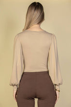 Load image into Gallery viewer, Plunge Neck Peasant Sleeve Bodysuit