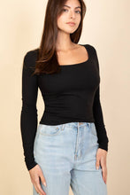 Load image into Gallery viewer, Square Neck Long Sleeve Top - Black