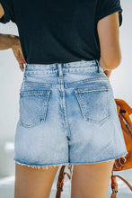 Load image into Gallery viewer, Sky Blue Distressed Denim Shorts

