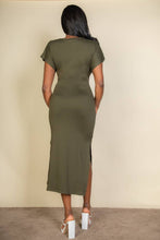 Load image into Gallery viewer, Tie Front Short Sleeve Side Slit Dress