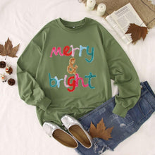 Load image into Gallery viewer, Merry Christmas T-Shirt Women Christmas Tree Graphic Shirt Merry and Bright Crewneck Long Sleeve Xmas Holiday Pullover Tops