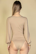 Load image into Gallery viewer, Plunge Neck Peasant Sleeve Bodysuit