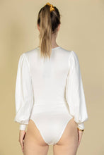 Load image into Gallery viewer, Plunge Neck Peasant Sleeve Bodysuit