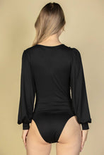 Load image into Gallery viewer, Plunge Neck Peasant Sleeve Bodysuit