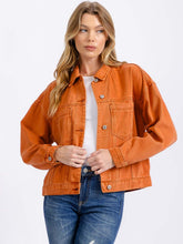 Load image into Gallery viewer, WOMEN'S LONG SLEEVE BUTTON CLOSURE FRONT POCKETS DENIM JACKET