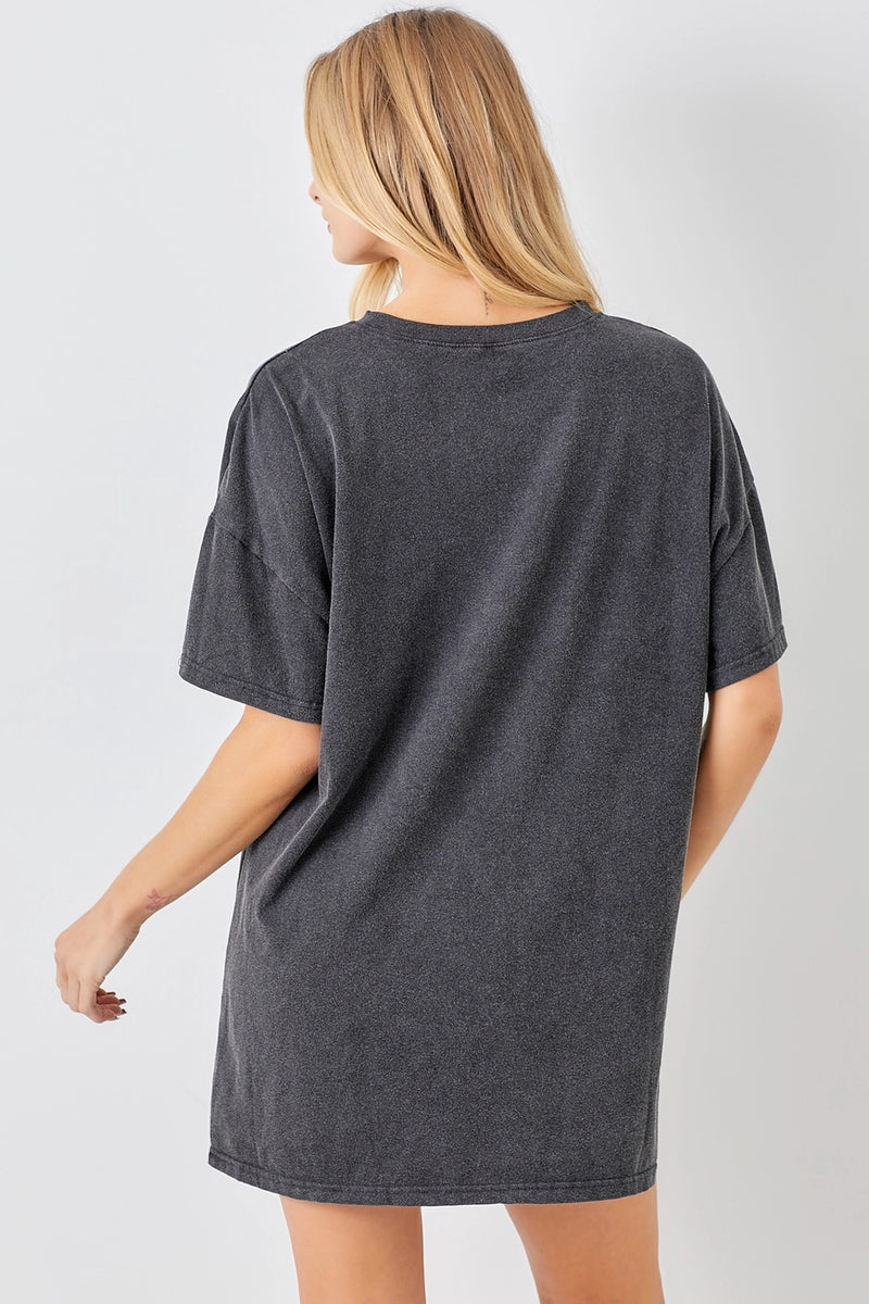 rhinestone t shirt dress Acid Washed Rhinestone T-Shirt Dress
