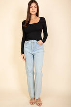 Load image into Gallery viewer, Square Neck Long Sleeve Top - Black