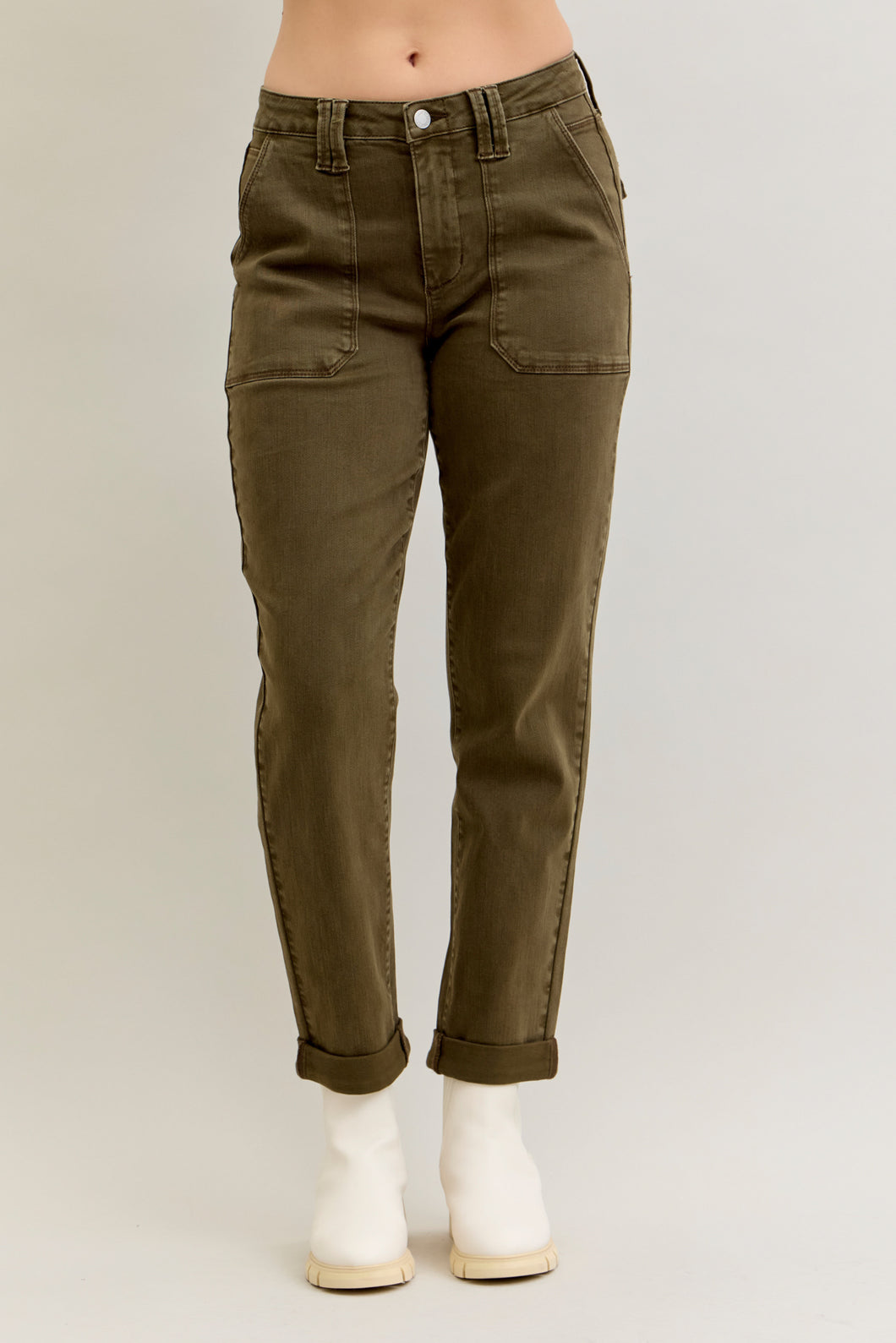 Judy Blue High waisted Cuffed Dark Forest