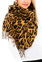 Load image into Gallery viewer, Jaguar Animal Printed and Cashmere Felt  Fringed Oblong
