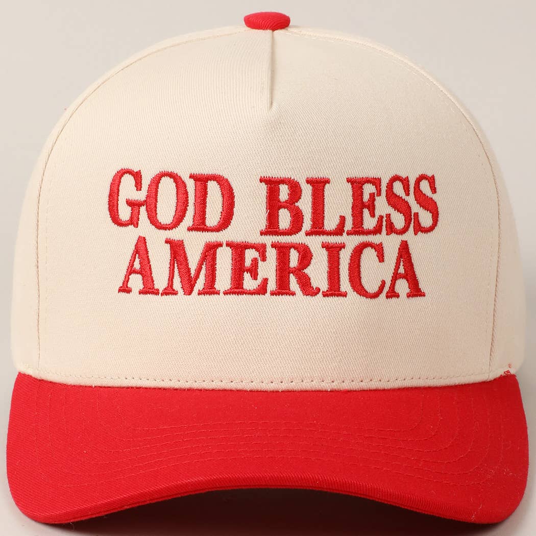 God Bless America Embroidered Two-Tone Canvas Cap