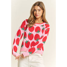 Load image into Gallery viewer, CUTE STRAWBERRY JACQUARD CASUAL PULLOVER SWEATER
