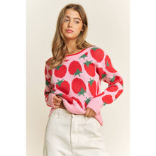 Load image into Gallery viewer, CUTE STRAWBERRY JACQUARD CASUAL PULLOVER SWEATER
