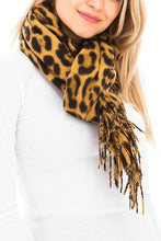 Load image into Gallery viewer, Jaguar Animal Printed and Cashmere Felt  Fringed Oblong
