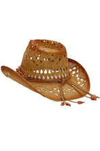 Load image into Gallery viewer, Beaded Crochet Crushable Straw Cowboy Hat
