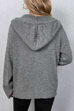 Load image into Gallery viewer, Grey Button Down Open Front Hoodie Cardigan Sweater

