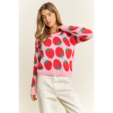 Load image into Gallery viewer, CUTE STRAWBERRY JACQUARD CASUAL PULLOVER SWEATER
