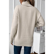 Load image into Gallery viewer, Ribbed Turtleneck Button Side Fit Sweater
