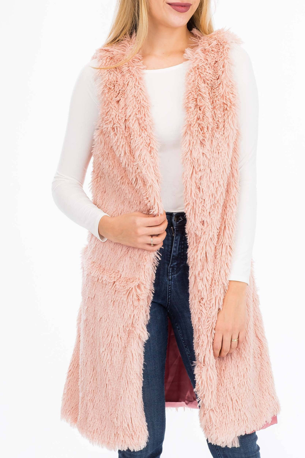 Fur Long Vest Styled Poncho