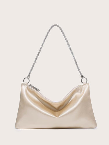 Women's Rhinestone Decor Satin Square Bag Dinner Bag
