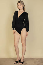 Load image into Gallery viewer, Plunge Neck Peasant Sleeve Bodysuit

