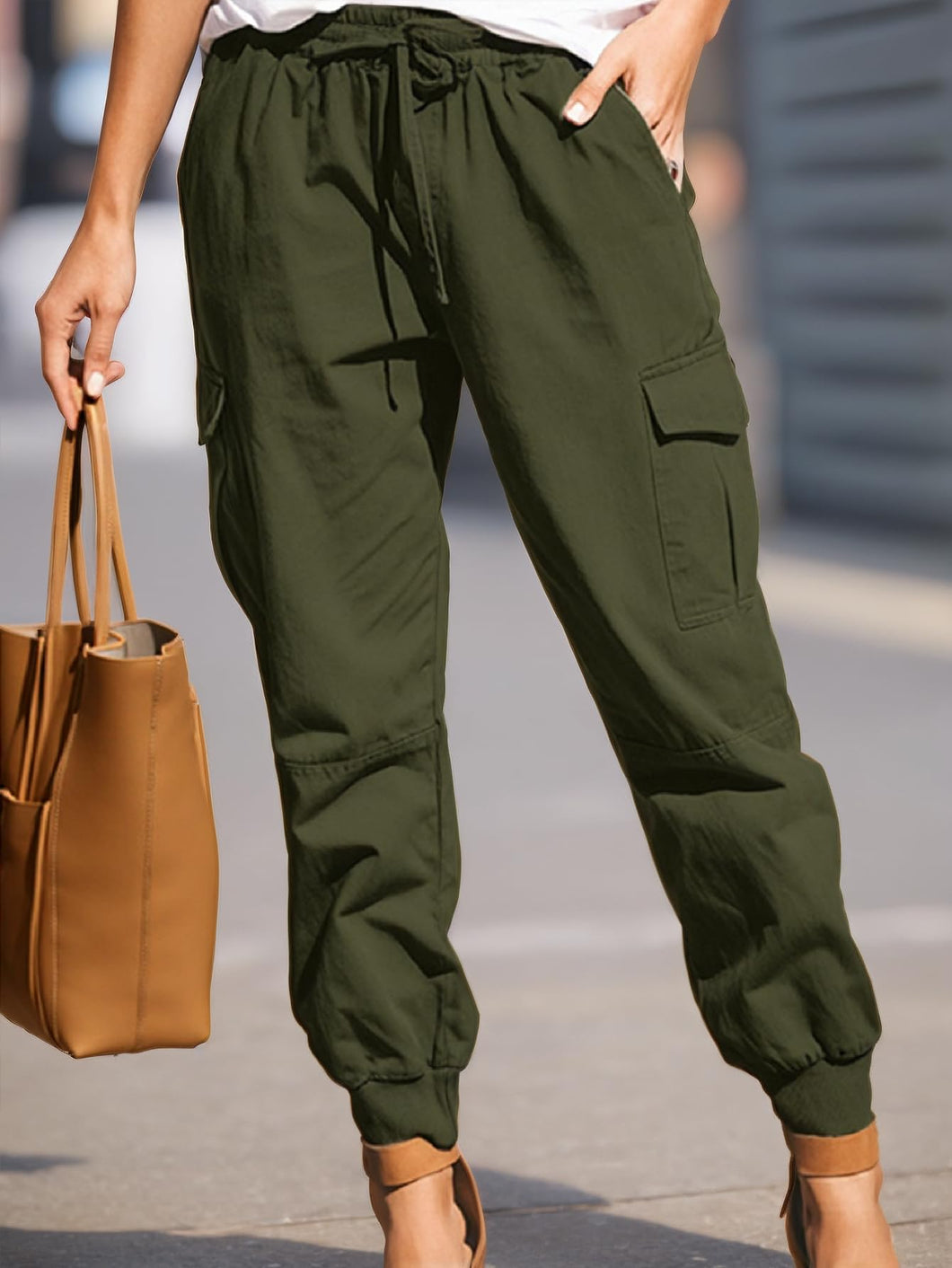 Women's Cargo Sweatpants 2025 Lightweight Drawstring Hiking Pants Workout Running Trousers with Pockets