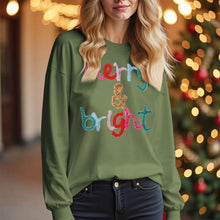 Load image into Gallery viewer, Merry Christmas T-Shirt Women Christmas Tree Graphic Shirt Merry and Bright Crewneck Long Sleeve Xmas Holiday Pullover Tops
