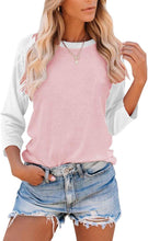 Load image into Gallery viewer, Women&#39;s Casual T-Shirts 3/4 Sleeve Color Block Cute Tops Comfy Blouses
