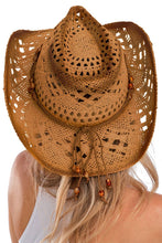 Load image into Gallery viewer, Beaded Crochet Crushable Straw Cowboy Hat
