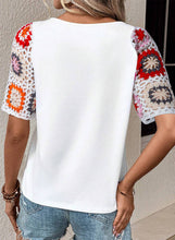 Load image into Gallery viewer, Casual Round Neck Half Sleeve Top Floral Crochet T Shirt

