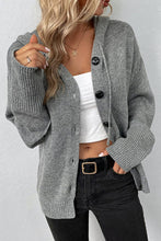 Load image into Gallery viewer, Grey Button Down Open Front Hoodie Cardigan Sweater
