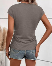 Load image into Gallery viewer, Womens Summer Cap Sleeve Tops Business Casual Crewneck T Shirts Trendy Outfits Beach Vacation Clothes Fashion Blouses
