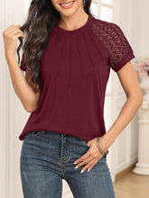 Load image into Gallery viewer, Womens Short Sleeve Tops Summer Tshirts Casual 2025 Cute Ruffle Crewneck Trendy Fashion Dressy Cute Work Outfits
