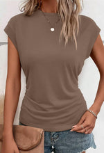 Load image into Gallery viewer, Womens Summer Cap Sleeve Tops Business Casual Crewneck T Shirts Trendy Outfits Beach Vacation Clothes Fashion Blouses
