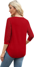Load image into Gallery viewer, 3/4 Length Sleeve Womens Tops V-Neck Lace Tunic Tops Business Casual Blouses 2025
