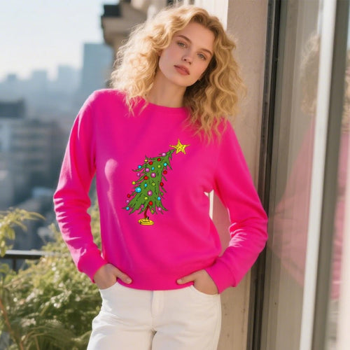 Womens Shirt Christmas Long Sleeve Holiday Crewneck Top with Festive Print for Winter Party Home Gatherings Seasonal Outfits