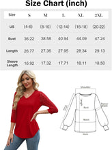 Load image into Gallery viewer, 3/4 Length Sleeve Womens Tops V-Neck Lace Tunic Tops Business Casual Blouses 2025
