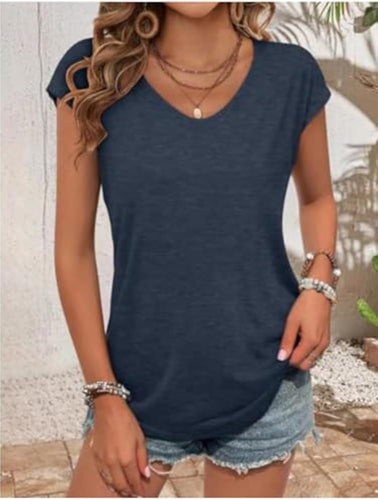 Womens Tank Tops Cap Sleeve U Neck Tops Summer Casual Clothes Loose Fit Basic T Shirts