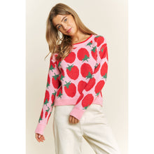Load image into Gallery viewer, CUTE STRAWBERRY JACQUARD CASUAL PULLOVER SWEATER
