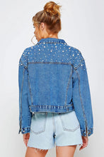 Load image into Gallery viewer, Denim Pearl Studded Jacket
