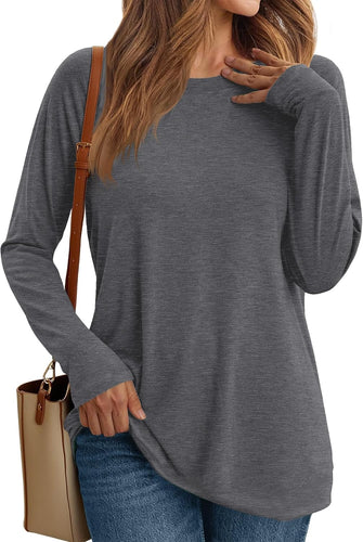 Women Long Sleeve Crewneck Slim Fit Shirts Basic Tee Tops 2025 Business Casual T-Shirt Going Out Workout Outfits