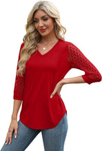 Load image into Gallery viewer, 3/4 Length Sleeve Womens Tops V-Neck Lace Tunic Tops Business Casual Blouses 2025
