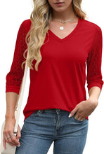Load image into Gallery viewer, 3/4 Length Sleeve Womens Tops V-Neck Lace Tunic Tops Business Casual Blouses 2025
