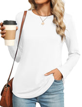 Load image into Gallery viewer, Women Long Sleeve Crewneck Slim Fit Shirts Basic Tee Tops 2025 Business Casual T-Shirt Going Out Workout Outfits
