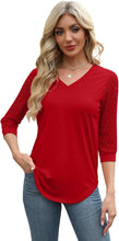 Load image into Gallery viewer, 3/4 Length Sleeve Womens Tops V-Neck Lace Tunic Tops Business Casual Blouses 2025

