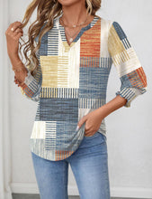 Load image into Gallery viewer, Womens 2025 Fashion Tops 3/4 Length Sleeve Smocked Sleeve Casual Blouse V-Neck Summer Tees
