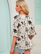 Load image into Gallery viewer, Women&#39;s 3/4 Length Sleeve Shirt Ladies Tops and Blouses Round Neck Casual Shirts Dressy Blouses Plus Size Summer Tshirts
