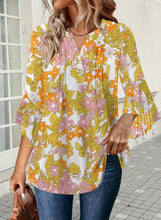 Load image into Gallery viewer, Women&#39;s 3/4 Sleeve Tops Plus-Size 2025 Trendy Blouses Ruffle Bell Sleeve Button Dressy Casual Tops
