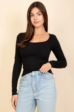 Load image into Gallery viewer, Square Neck Long Sleeve Top - Black
