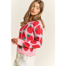 Load image into Gallery viewer, CUTE STRAWBERRY JACQUARD CASUAL PULLOVER SWEATER
